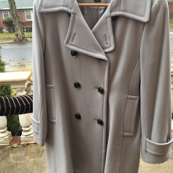 EUC ST. JOHN GREY/LIGHT BLUE PEA COAT - Picture 7 of 10